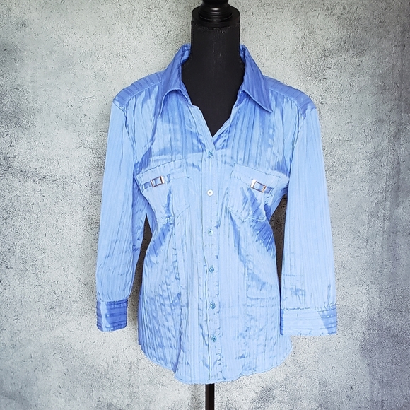 Clichy Womens Blue Top Size L - Picture 11 of 11